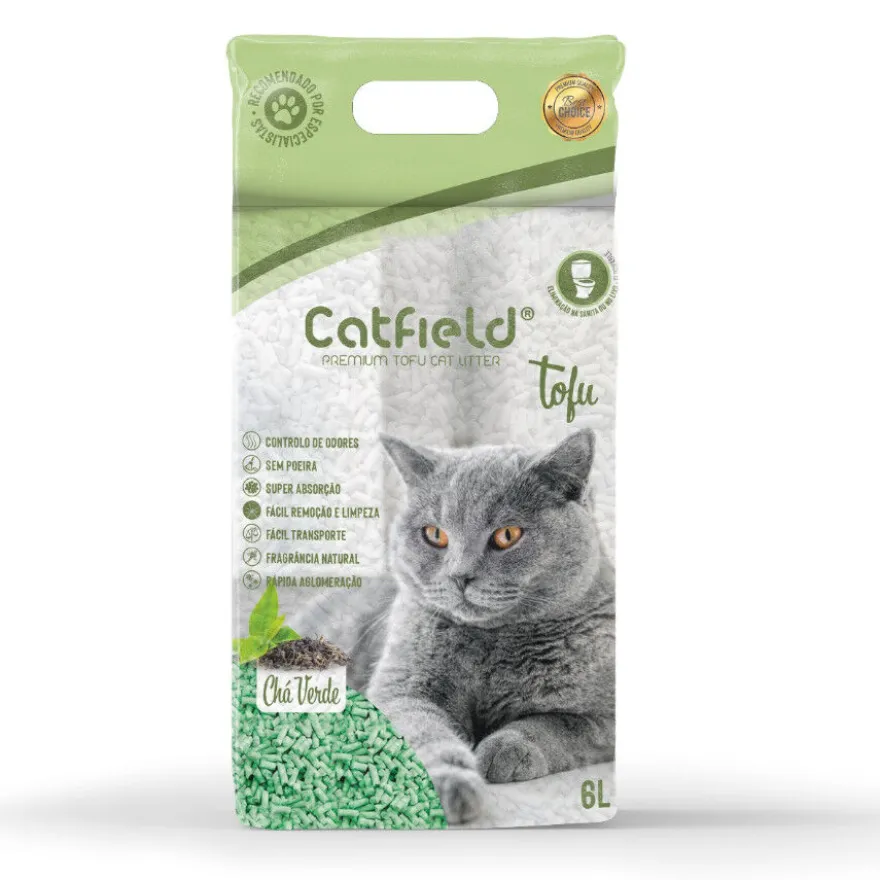 Catfield Soja Areia Aglomerante Chá Verde para gatos