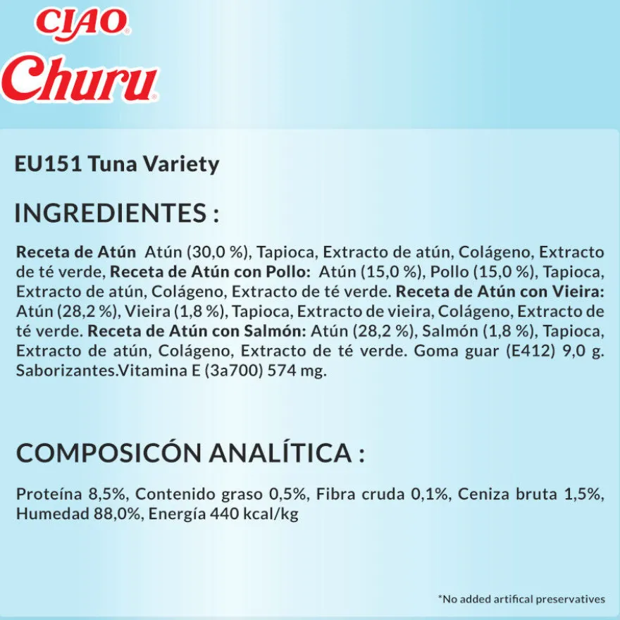 Churu Snack Cremoso Variedades de Atum para gatos