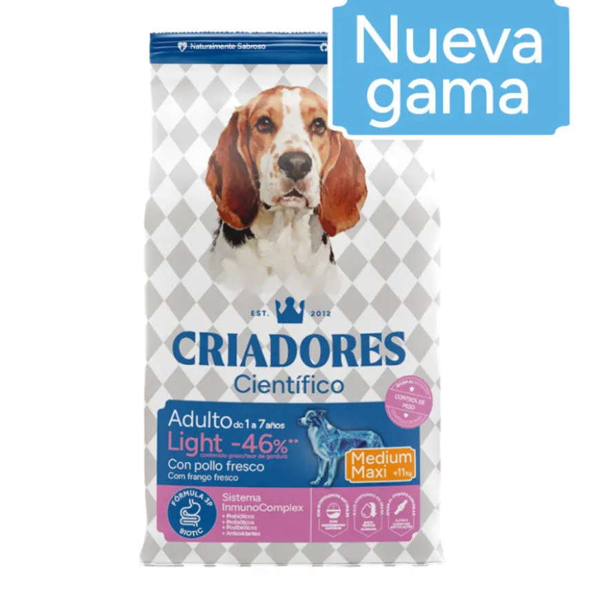 Criadores Científico Light -46% de gordura Adulto Medium-Maxi Ração de frango para cães