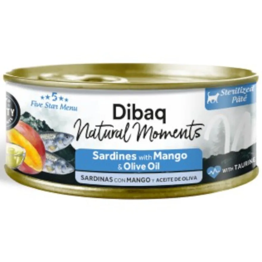 Dibaq Natural Moments Comida Húmida de Sardinha com Manga para gatos