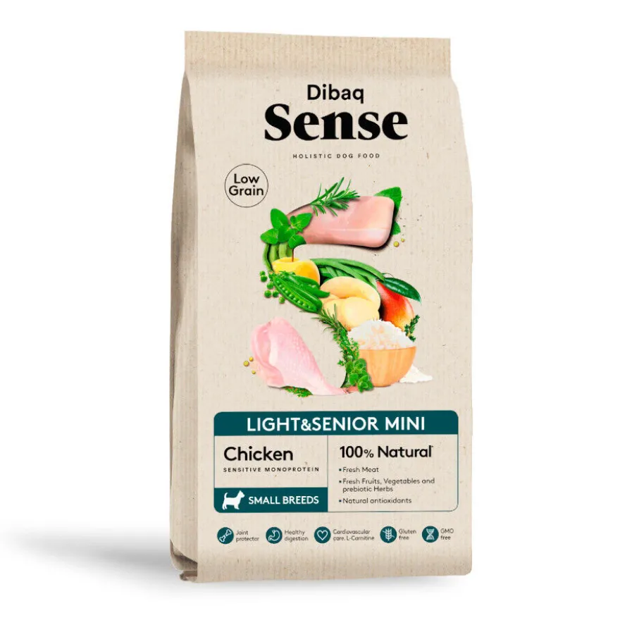 Dibaq Sense Low Grain Light & Senior Mini Ração de Frango para cães