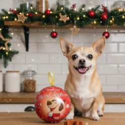 DoggyeBag Bola de Natal com snacks para cães