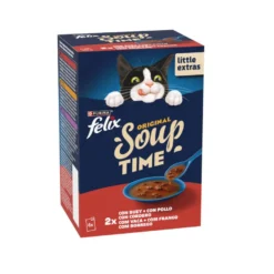 Felix Cat Sopa de boi, frango e cordeiro para gatos