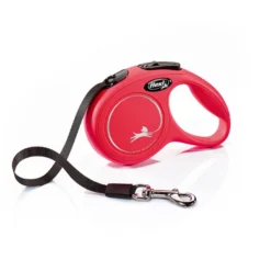 Flexi New Classic trela ​​extensível de fita vermelha para cães