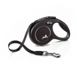 Flexi New Classic Trela extensível de fita preta para cães