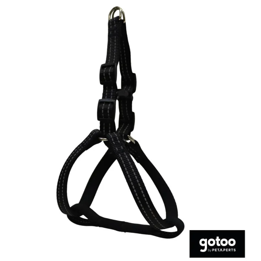 Gotoo Peitoral preto de nylon refletor para cães