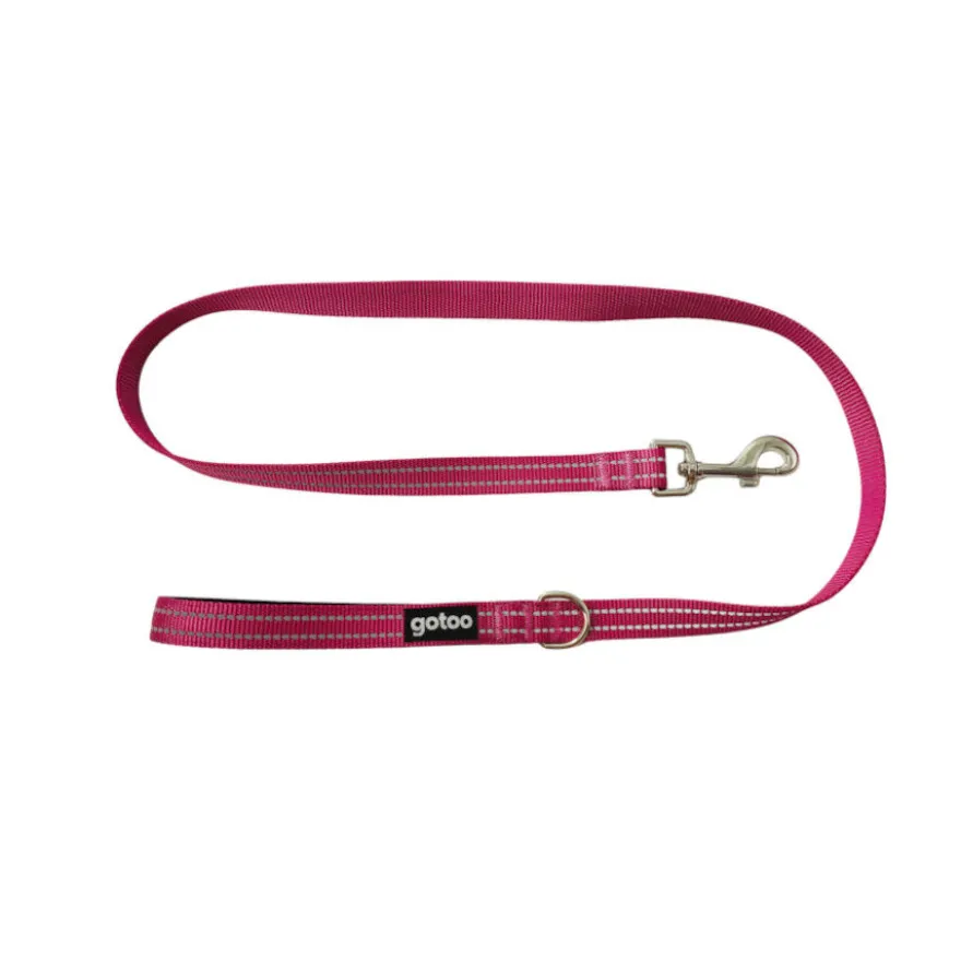 Gotoo Trela de nylon refletiva rosa para cães
