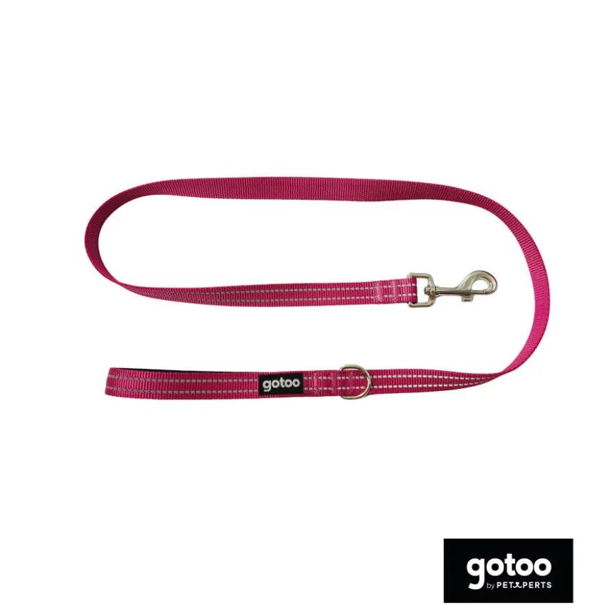 Gotoo Trela de nylon refletiva rosa para cães