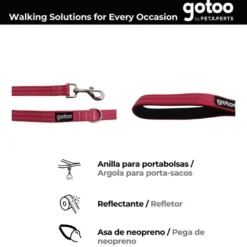 Gotoo Trela de nylon refletiva rosa para cães