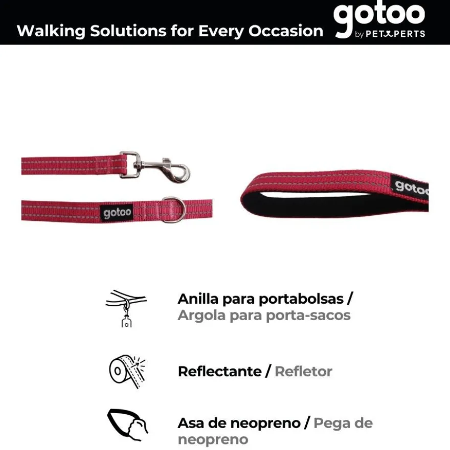 Gotoo Trela de nylon refletiva rosa para cães