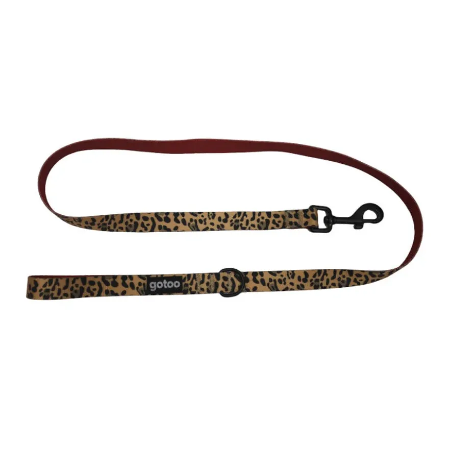 Gotoo Trela estampada leopardo castanha para cães