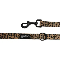 Gotoo Trela estampada leopardo castanha para cães
