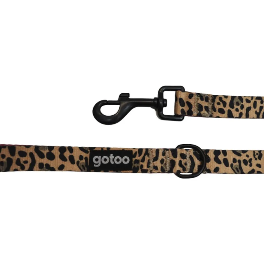 Gotoo Trela estampada leopardo castanha para cães