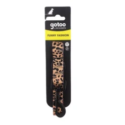 Gotoo Trela estampada leopardo castanha para cães