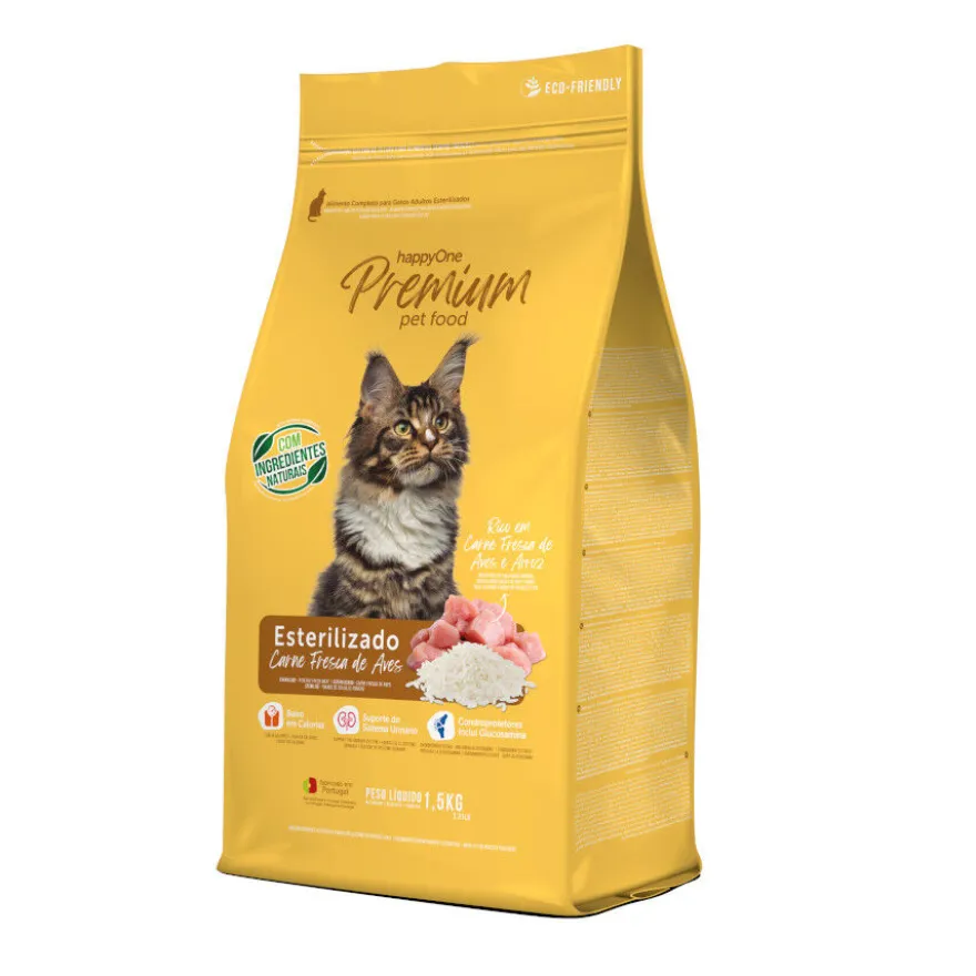 happyOne Premium ração de carne fresca de aves para gatos esterilizados