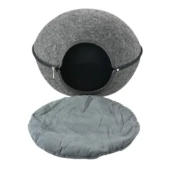 Leeby Cama Caverna Feltro Cinzento para gatos