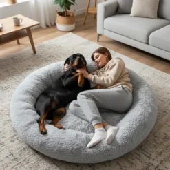 Leeby Cama Donut Anti Stress XXL Cinzenta para pessoas e cães