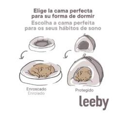 Leeby Cama Donut com Orelha e Cauda Cinzento para gatos