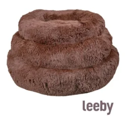 Leeby Cama Redonda Anti Stress Castanha para cães