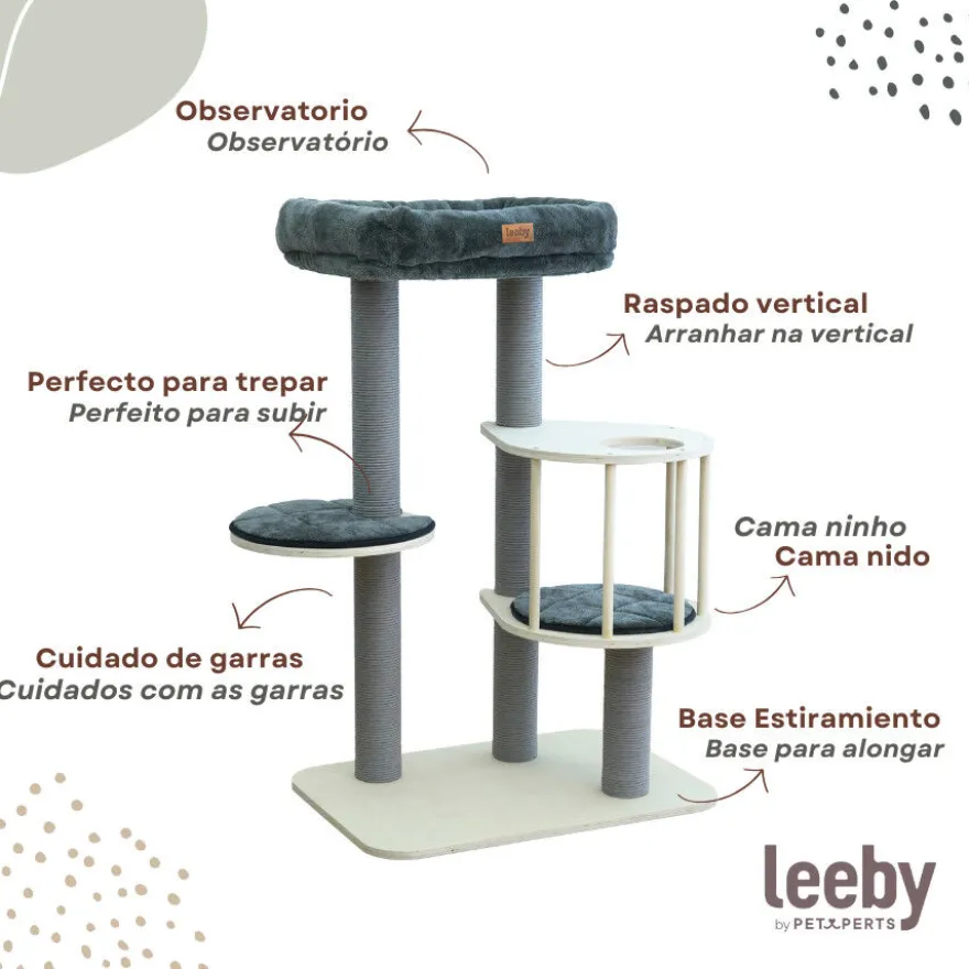 Leeby Cloud Collection torre arranhadora com cama para gatos