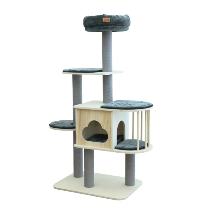 Leeby Cloud Collection torre arranhadora multiplataforma com cama nido para gatos