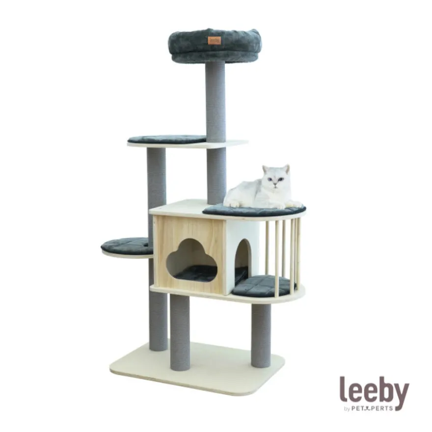 Leeby Cloud Collection torre arranhadora multiplataforma com cama nido para gatos