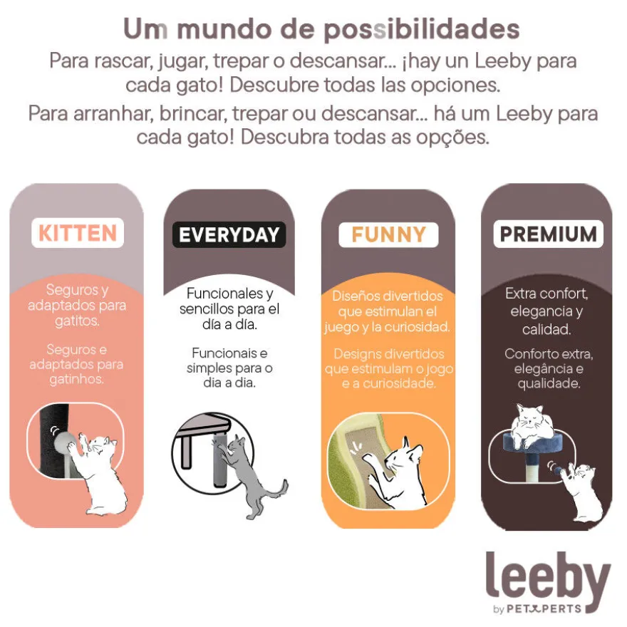Leeby Colette DoubPost torre arranhadora com cama nido cinzenta para gatos