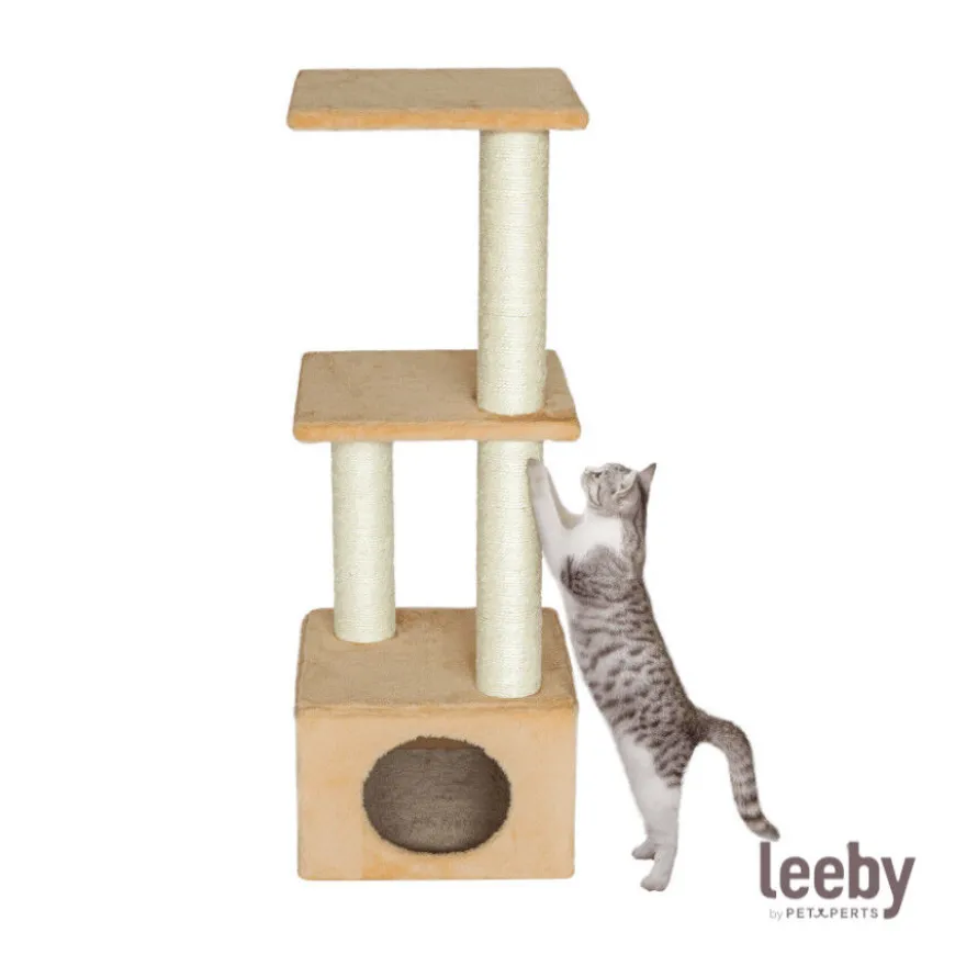 Leeby Colette DoubPost torre arranhadora com cama nido bege para gatos