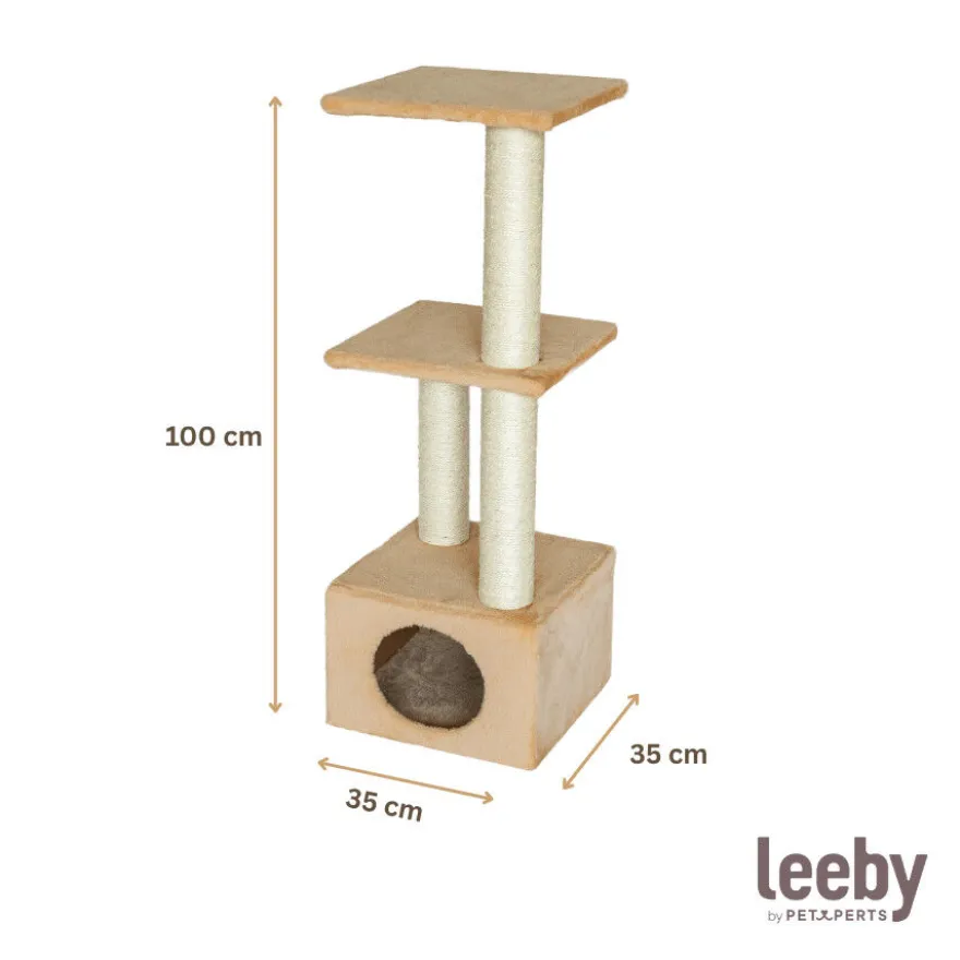 Leeby Colette DoubPost torre arranhadora com cama nido bege para gatos