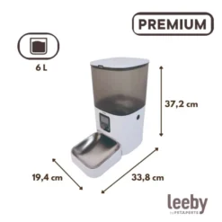 Leeby Comedouro Automático Programável Branco e Cinzento para cães e gatos