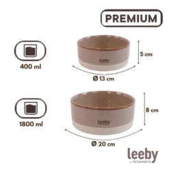 Leeby Comedouro de Cerâmica Castanho e Branco para cães