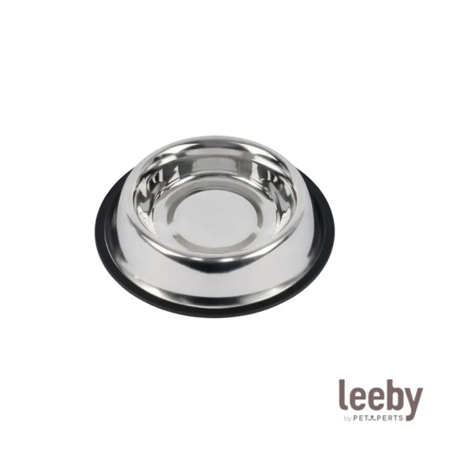 Leeby Comedouro de Metal com Anel de Silicone para cães