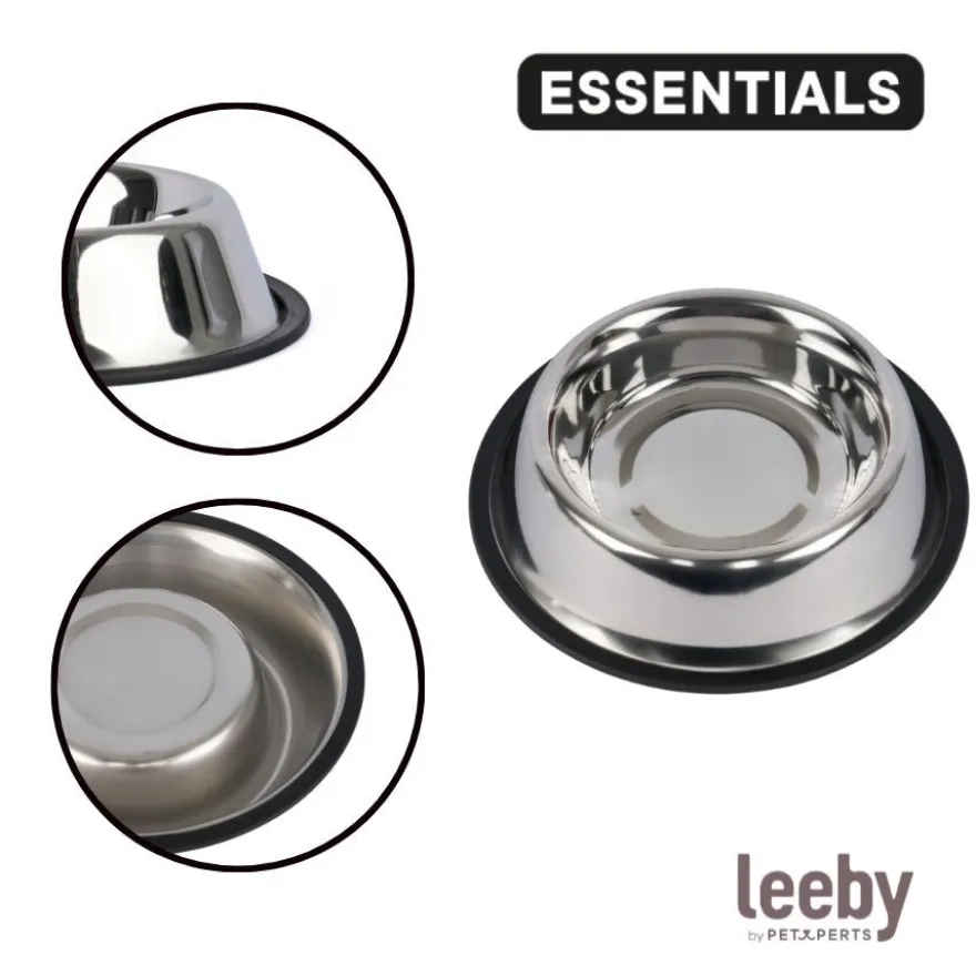 Leeby Comedouro de Metal com Anel de Silicone para cães