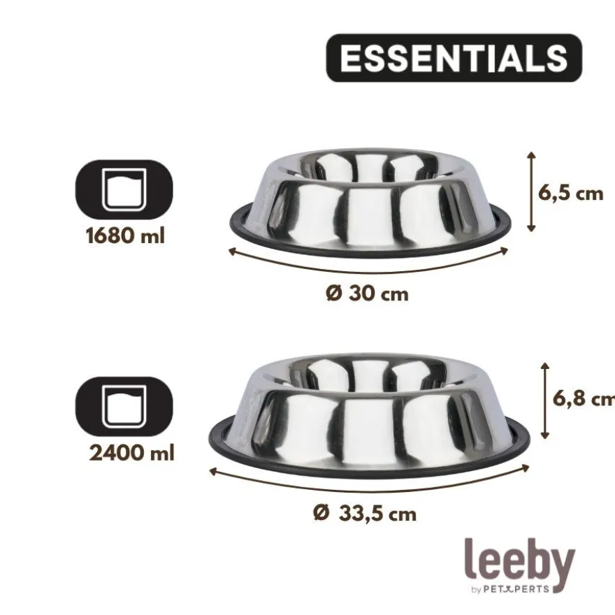 Leeby Comedouro de Metal com Anel de Silicone para cães