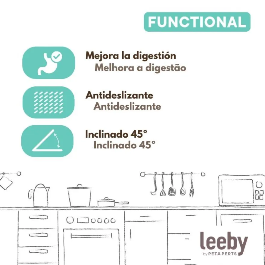 Leeby Comedouro Duplo de Metal Azul para cães