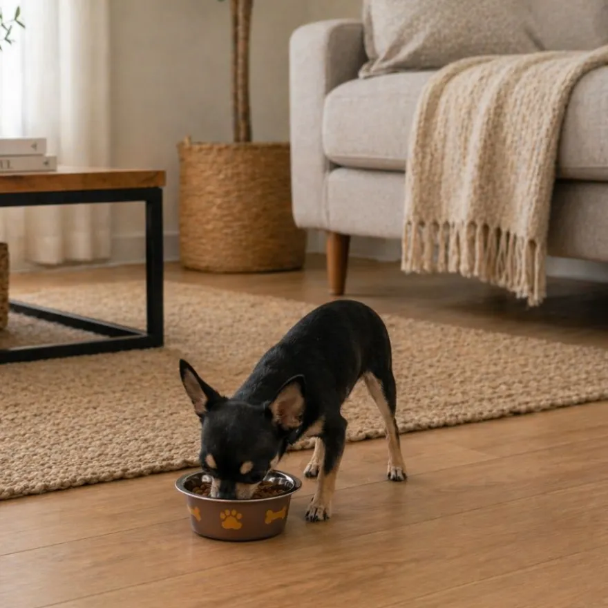Leeby Comedouro em Aço Inoxidável Estampado com Pegadas para cães