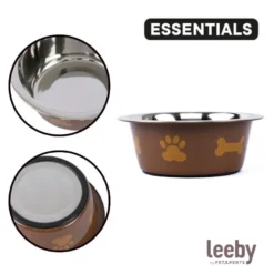 Leeby Comedouro em Aço Inoxidável Estampado com Pegadas para cães
