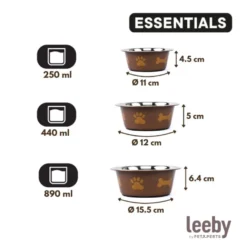 Leeby Comedouro em Aço Inoxidável Estampado com Pegadas para cães
