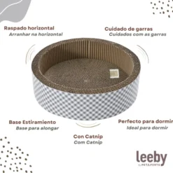 Leeby Domingo cama arranhador de cartão vichy para gatos