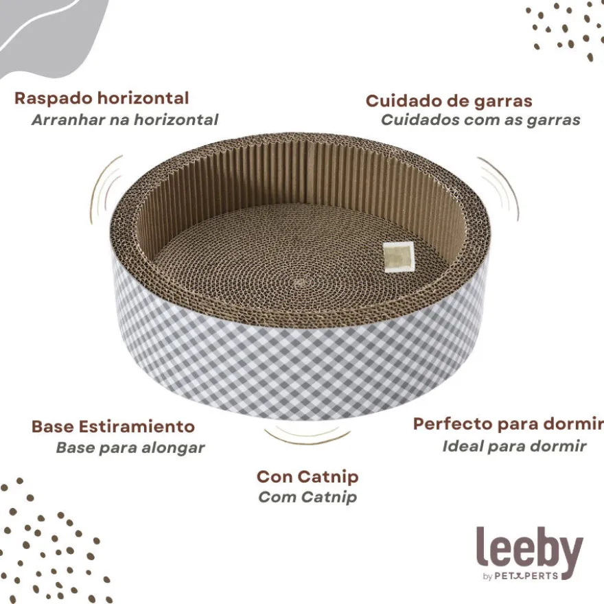 Leeby Domingo cama arranhador de cartão vichy para gatos
