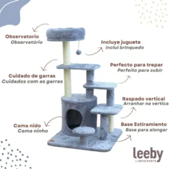 Leeby Eduardo torre arranhadora multiplataforma com cama nido e brinquedo para gatos