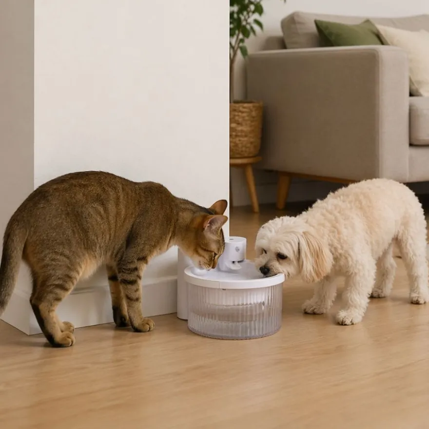 Leeby Fonte de Água Sem Fios Branca para cães e gatos