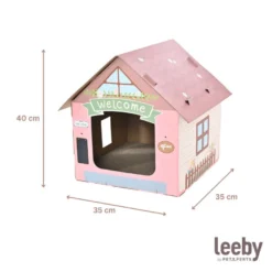Leeby Hattie casota arranhadora de cartão cor-de-rosa para gatos