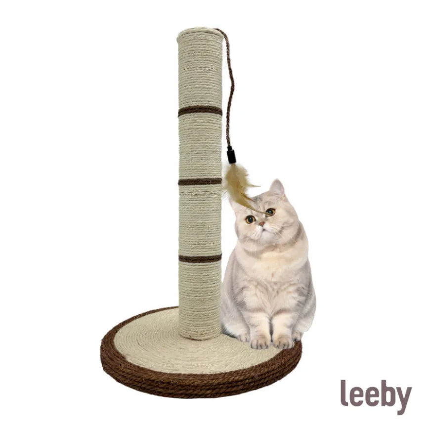 Leeby Isidoro arranhador de sisal com brinquedo castanho para gatos