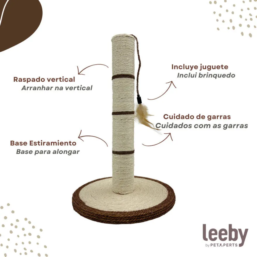 Leeby Isidoro arranhador de sisal com brinquedo castanho para gatos