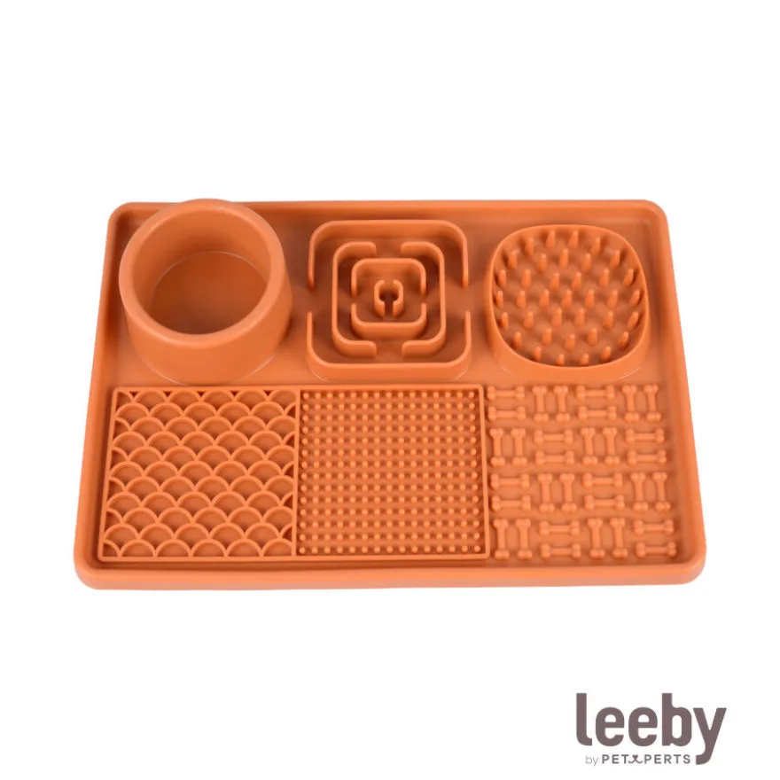 Leeby Tapete de Lamber Laranja para cães e gatos