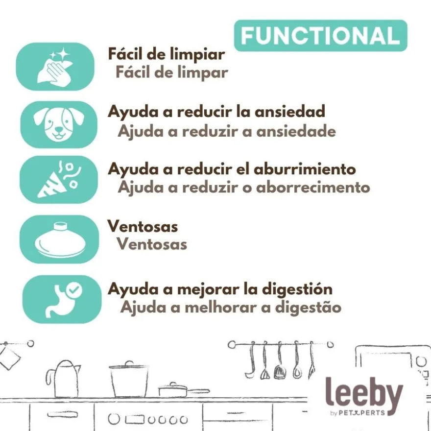 Leeby Tapete de Lamber Laranja para cães e gatos