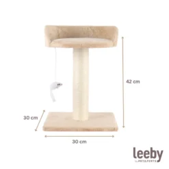 Leeby Tigrou arranhador com cama e brinquedo bege para gatos