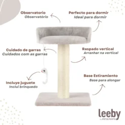 Leeby Tigrou arranhador com cama e brinquedo cinzento para gatos