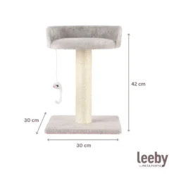 Leeby Tigrou arranhador com cama e brinquedo cinzento para gatos